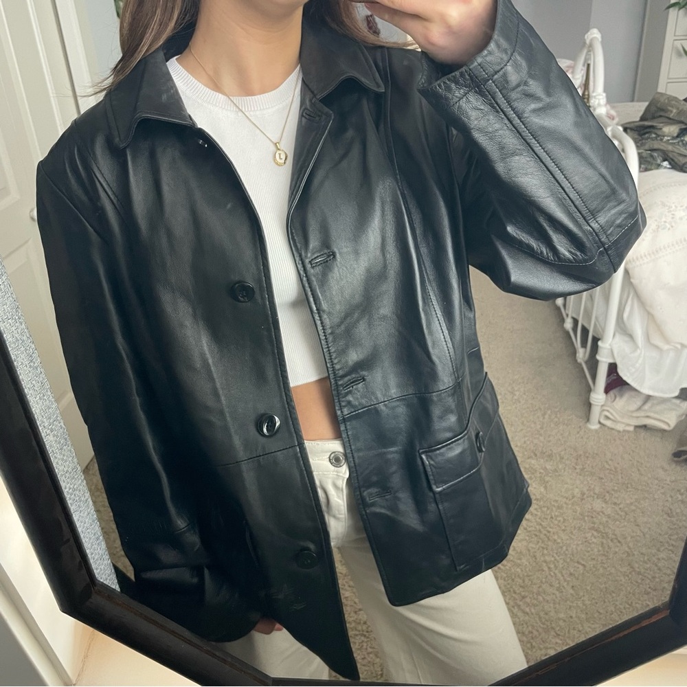 Vintage Oversized Genuine Leather Black Jacket
